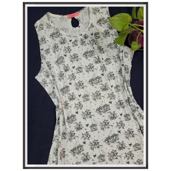 Tops - Bird Cage Printed High Low Tunic